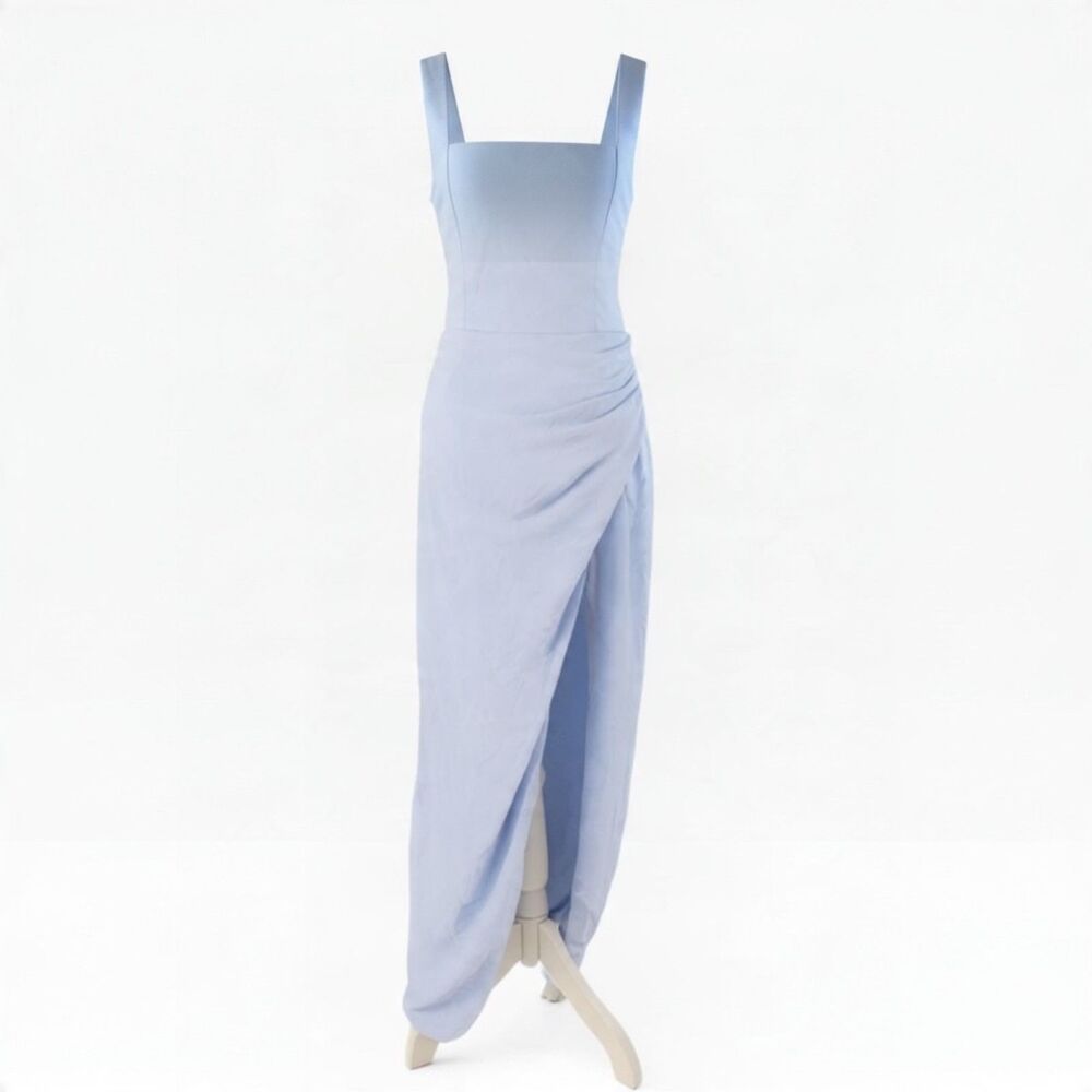 Lulus Light Blue Ruched Bodycon Midi Dress S